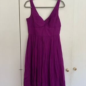 J. Crew Purple Pleated Midi Sundress for Wedding Guest